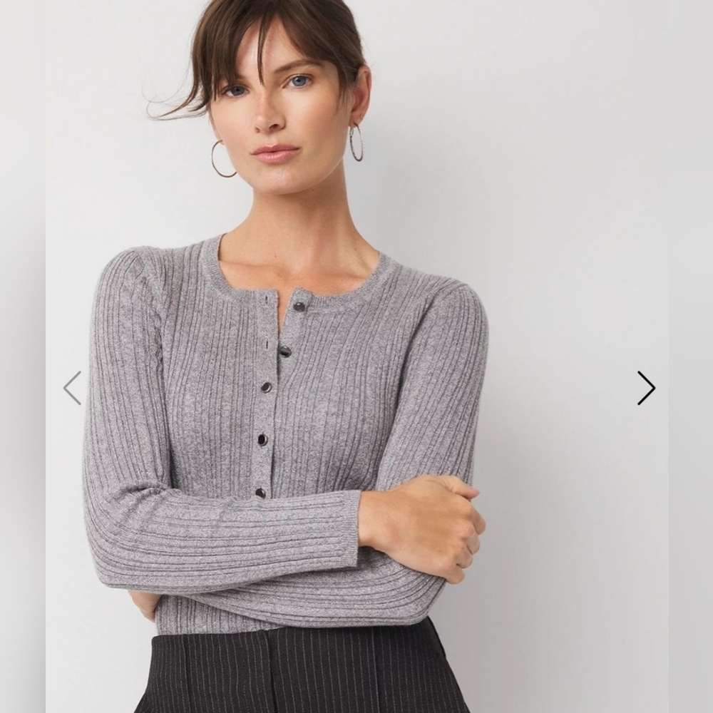 NWT White House Black Market Lurex Henley Sweater